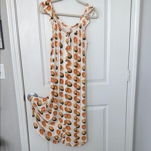 Kate Quinn The Woods Button Down Citrus Print Dress NWT Size XL